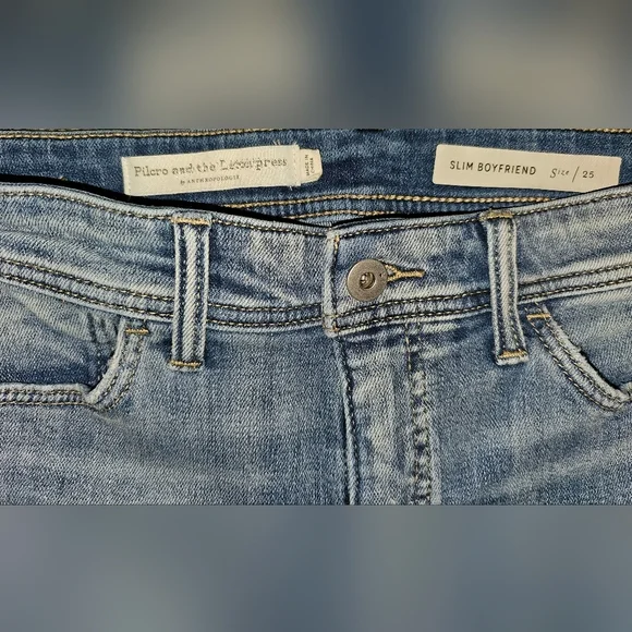 Anthropologie Pilcro Side Stripe Slim Boyfriend Jeans Light Mid Rise Sz 25/0 - Picture 10 of 13